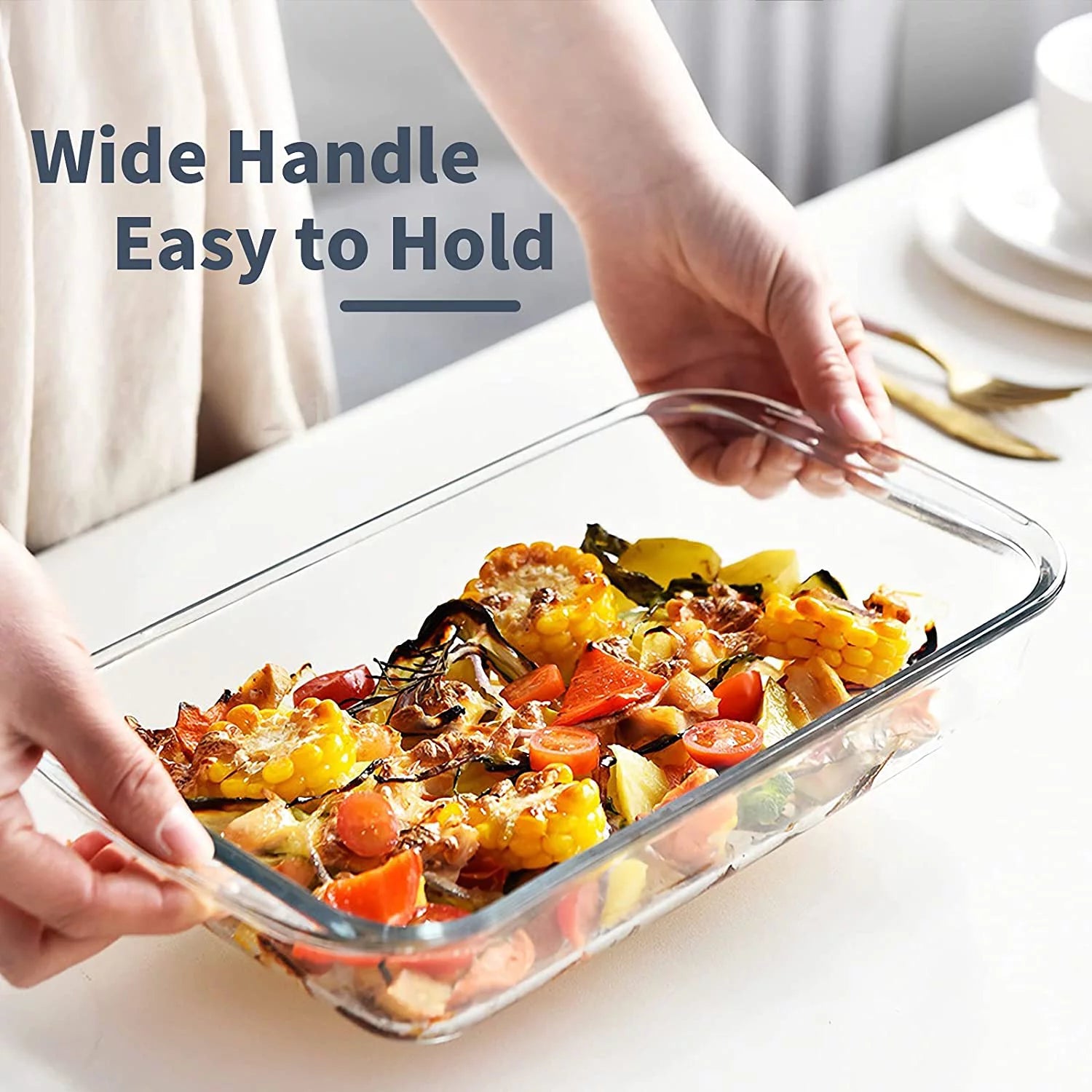 Glass Baking Dishes with Lids, 8-Piece Rectangular Bakeware Set F357817