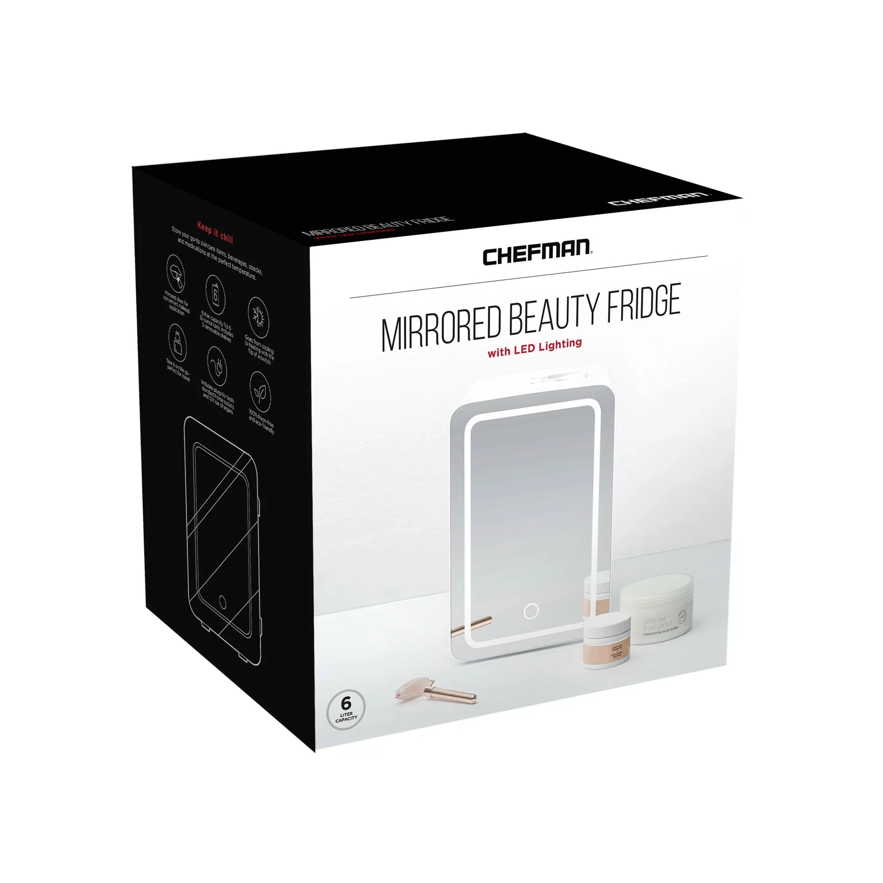 Portable 6L Mini Fridge with LED Light, Heating and Cooling - White I711