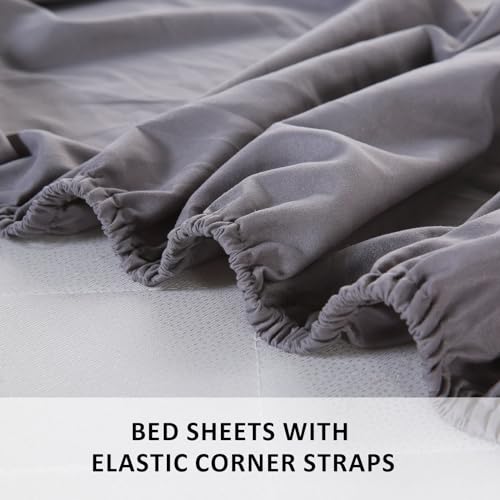 Queen Size 4 Piece Cooling Bedding Sheets with Deep Pocket Fitted Sheet and Pillowcase Set R869