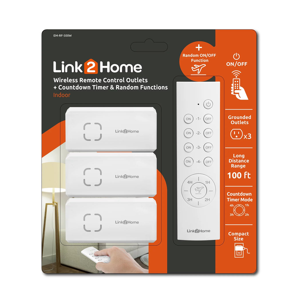 Wireless Remote Control Outlet Light Switch with Countdown Timer, 100 ft Range S25003