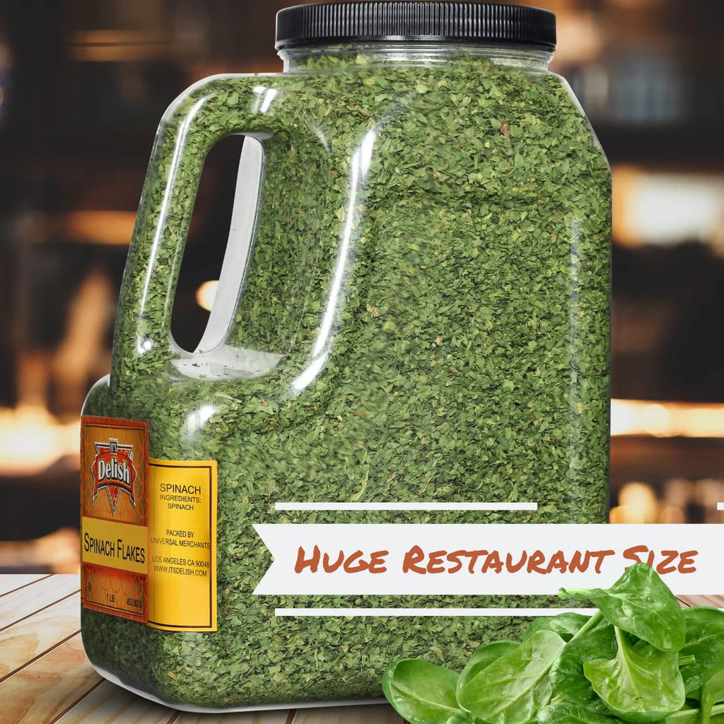 Chopped Dried Spinach Flakes, 1 lb Bulk Container for Cooking, Camping, Backpacking A328364