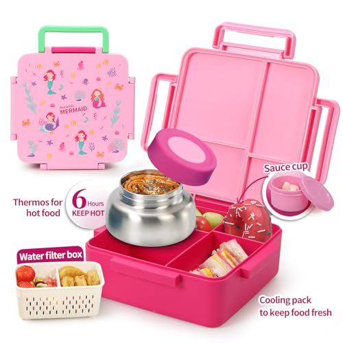 Kids Lunch Box with Thermos, 4 Compartments, Insulated, Drop-Proof, Dishwasher Safe I175