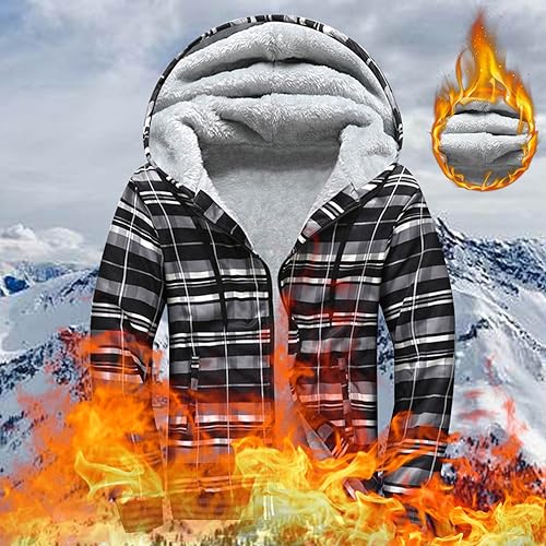 Men's Zip-Up Hoodie Fleece Sherpa Lined Heavyweight Jacket Y191