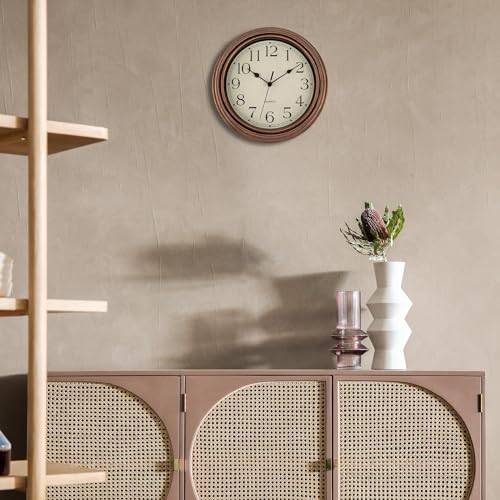 Retro Silent Non-Ticking Round Wall Clock, Battery Operated, 12 inch R149160