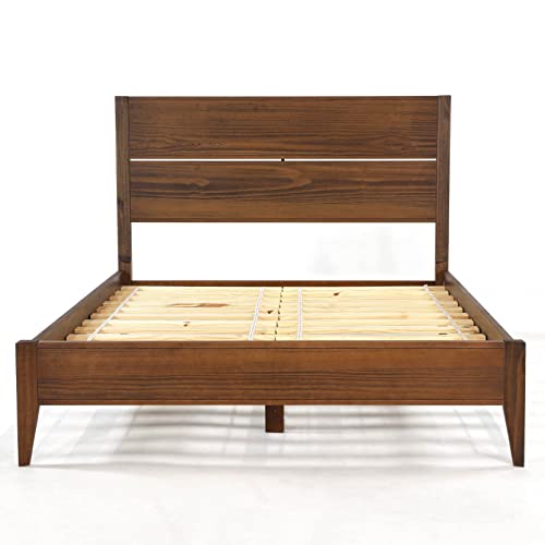 Solid Wood Platform Bed, Queen Size, Walnut W325341