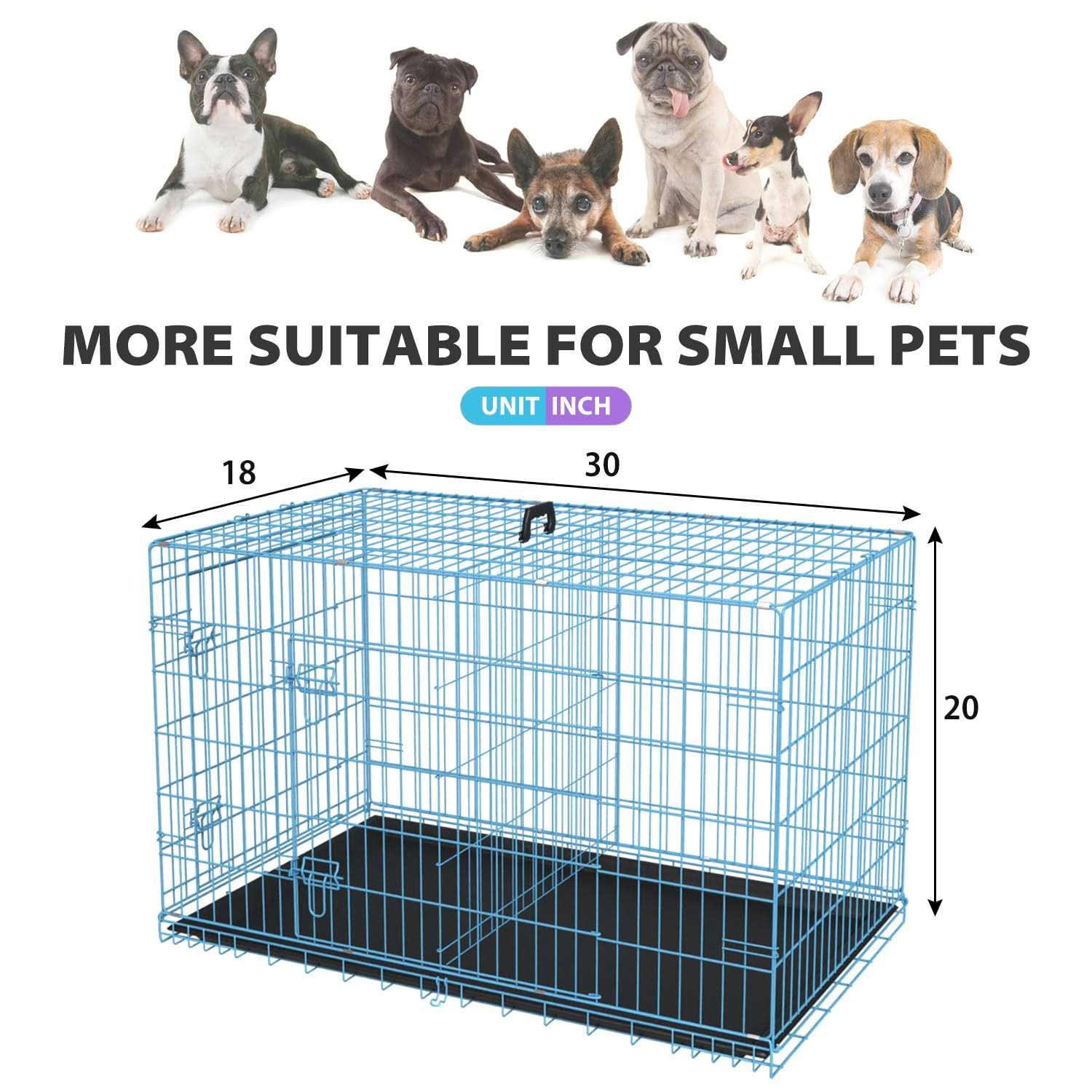 Folding Wire Dog Crate with Double-Door for Large Dogs Y95544