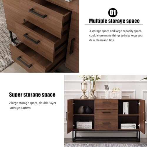Sideboard Storage Cabinet with Shelves and 2 Doors, White F163628