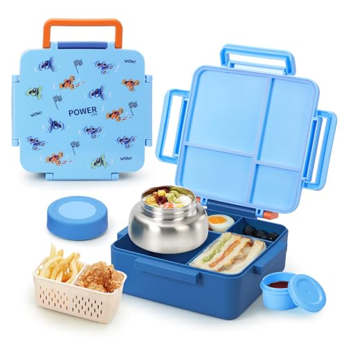 Kids Lunch Box with Thermos, 4 Compartments, Insulated, Drop-Proof, Dishwasher Safe I175