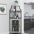IDEALHOUSE Corner Bar Cabinet, Wine Bar Cabinet with Large Storage Space and Detachable Wine Rack, Wine Cabinets with Glass Holder and Mesh Door for Dining Room, Living Room, Kitchen (Black)
