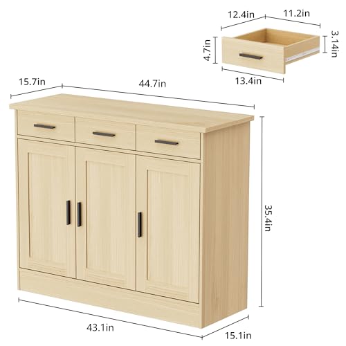 Oak Buffet Cabinet with 3 Drawers and 3 Doors H5093