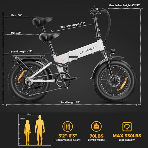 Electric Bike for Adults, 1400W Peak Motor, 30MPH Max Speed, Removable Battery, Full Suspension, Foldable Fat Tire Ebike J4993