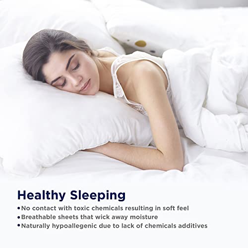 Queen Fitted Sheet 100% Organic Cotton 3 Piece Set Percale Weave Fits Mattress Up to 15 Inches N135