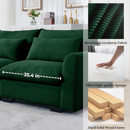 Corduroy L-Shaped Modular Sofa with Storage Ottoman M5579
