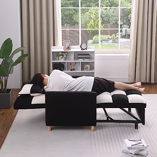 Convertible Sleeper Sofa Chair Bed with Adjustable Backrest, Velvet Fabric L4694
