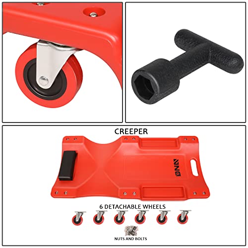 Low Profile Automotive Creeper with Padded Headrest, Red U80837