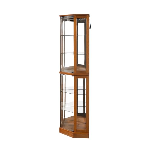 Lighted Corner Display Cabinet 6-Shelf Wooden Curio Storage Unit C8797