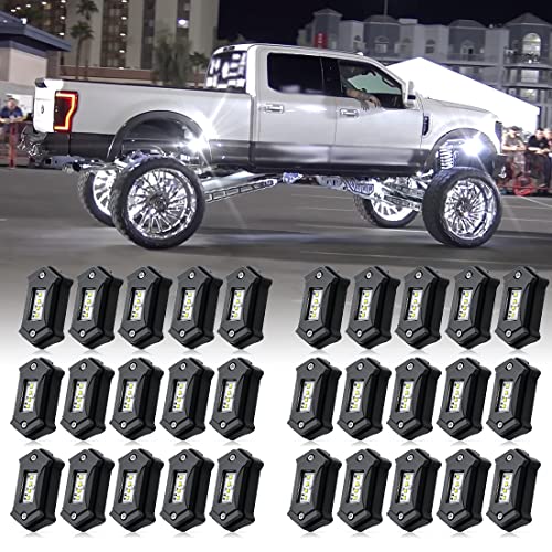 LEDUR R3 Rock Lights White 16PODS White Rock Lights with 540LM 64LED Lights for Je-ep Offroad Trucks UTV Boat RZR Shockproof Waterproof Lights High Power Underbody Neon Trail Rig DC9-32V