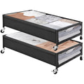 Under Bed Storage with Wheels, 2-Pack Metal Underbed Storage Containers, 80L Closet Organizer Bins for Clothes, Blankets, Sweaters