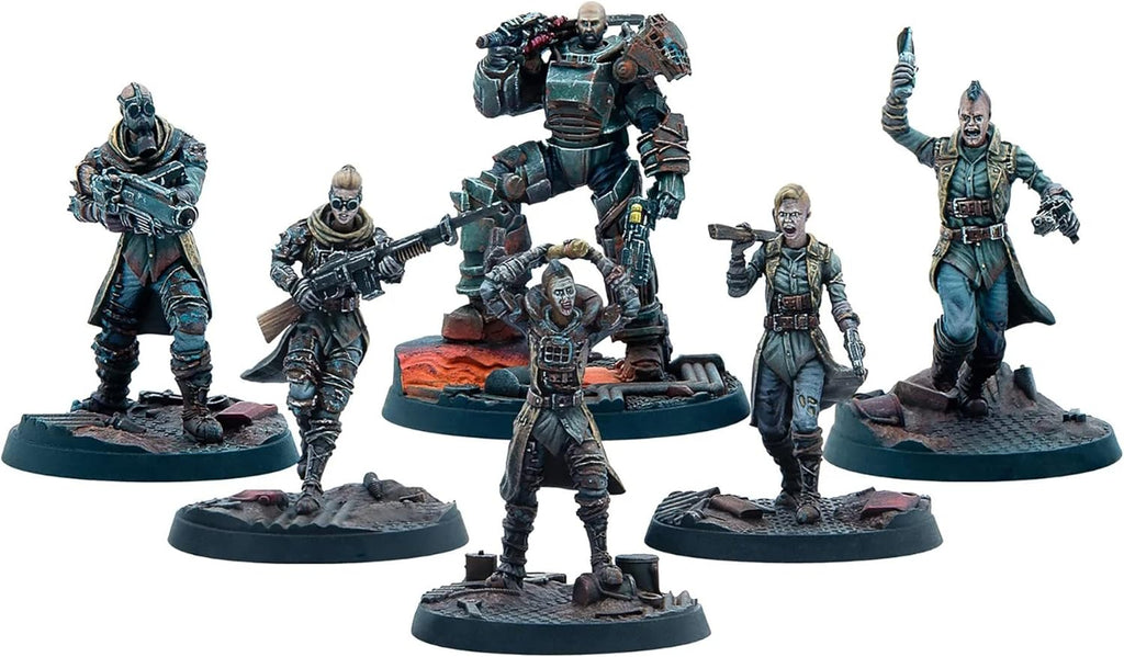 Fallout Wasteland Warfare Raiders The Forged 6 Unpainted Resin Miniatures with Scenic Bases 32MM Scale P915