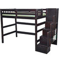 Staircase Twin Loft Bed with Storage Natural