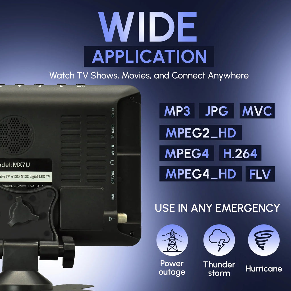 7" Portable TV with Rechargeable Battery, Remote Control, and Digital Tuner U6071