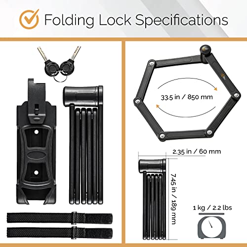 3 Folding Bike Lock Set Keyed Alike Heavy Duty Steel with Mounting Case O687