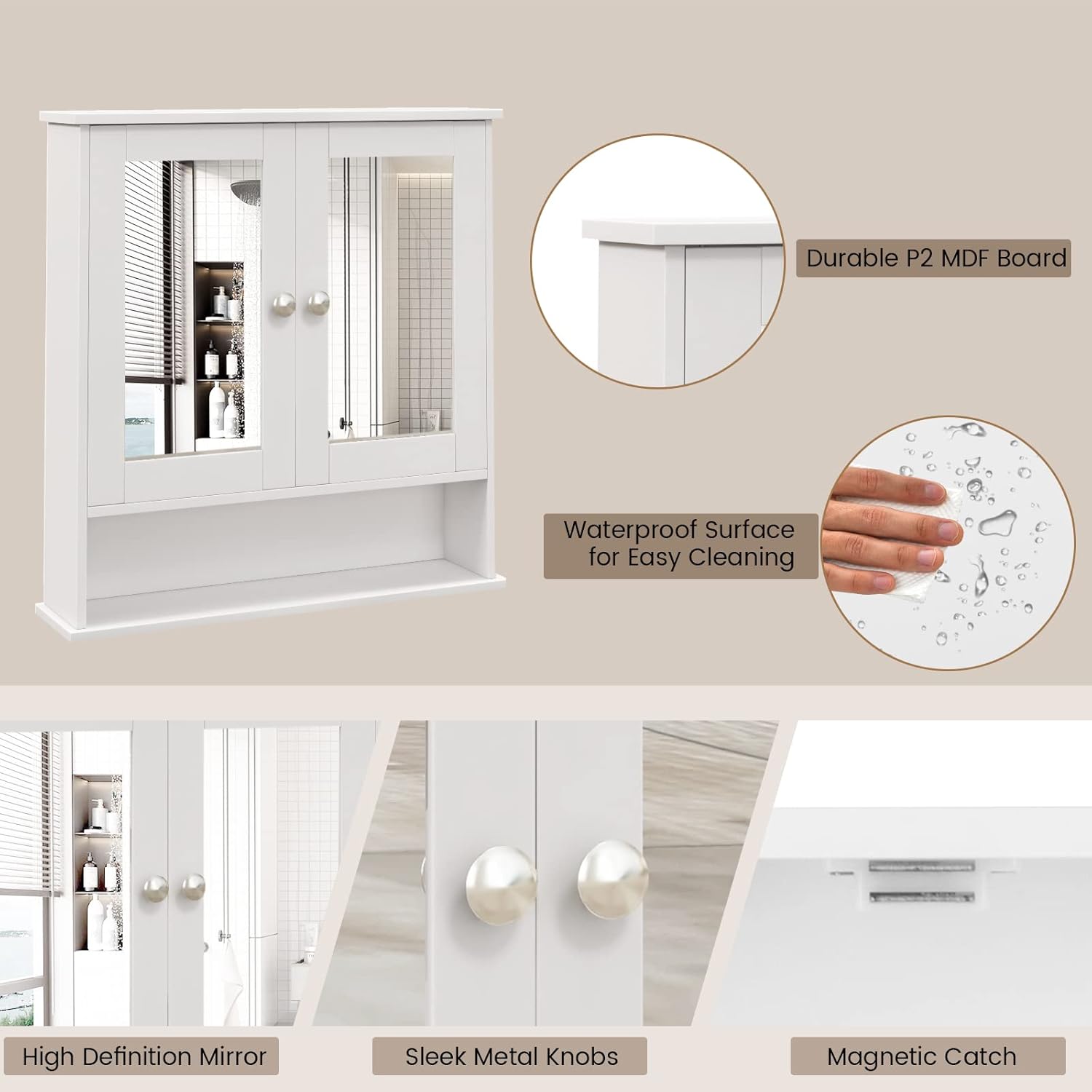 Wall Bathroom Storage Cabinet, White P536