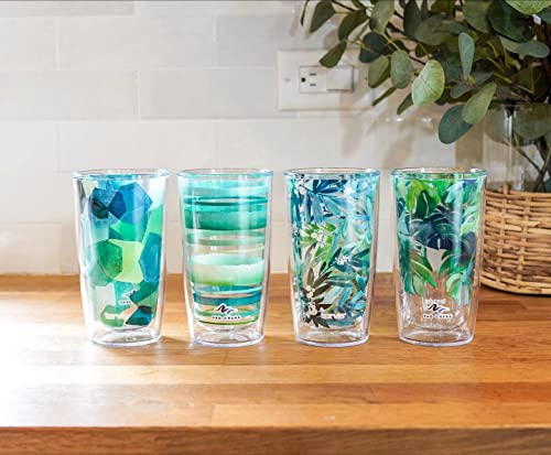 Green Crystal Double Walled Insulated Tumbler Travel Cup, 16oz C6695
