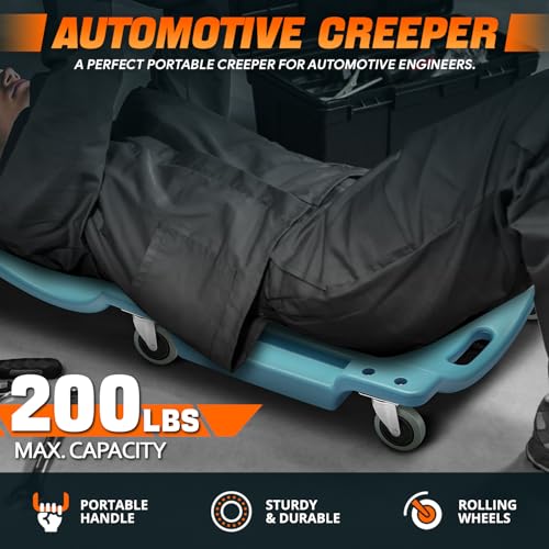 Low Profile Automotive Creeper with Padded Headrest, Red U80837