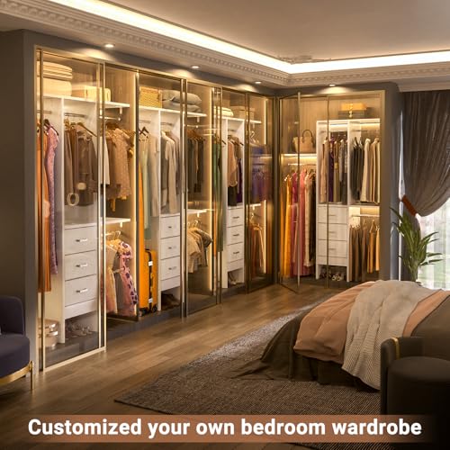Small Closet Organizer with 3 Fabric Drawers and Adjustable Shelves M3908