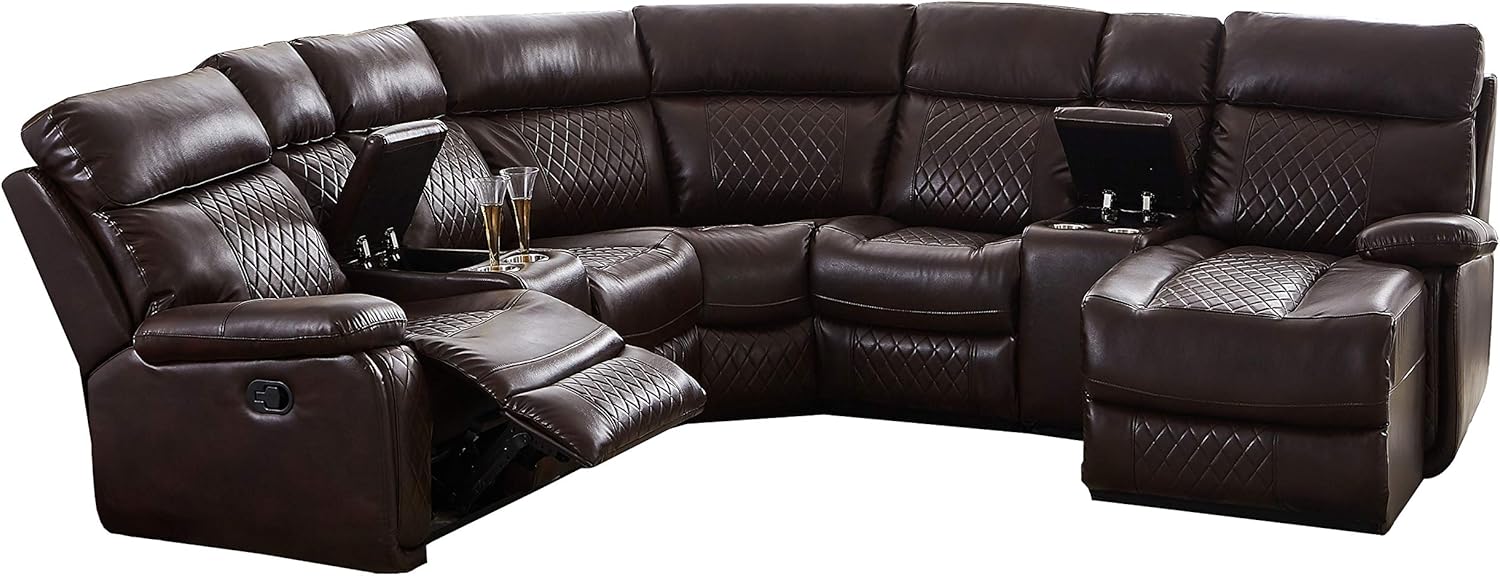 L-Shape PU Leather Reclining Sectional with Cup Holders and Storage P479