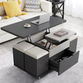 Lift Top Coffee Table,3-in-1 Multi-Functional Center Table, 4 Storage Bench, Height Adjustable Tea Table with Universal Wheel 39.37”Modern Table Dining Table for Living Reception