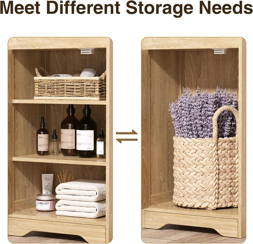 Linen Bathroom Storage Cabinet with Rattan Doors and Drawer K20674