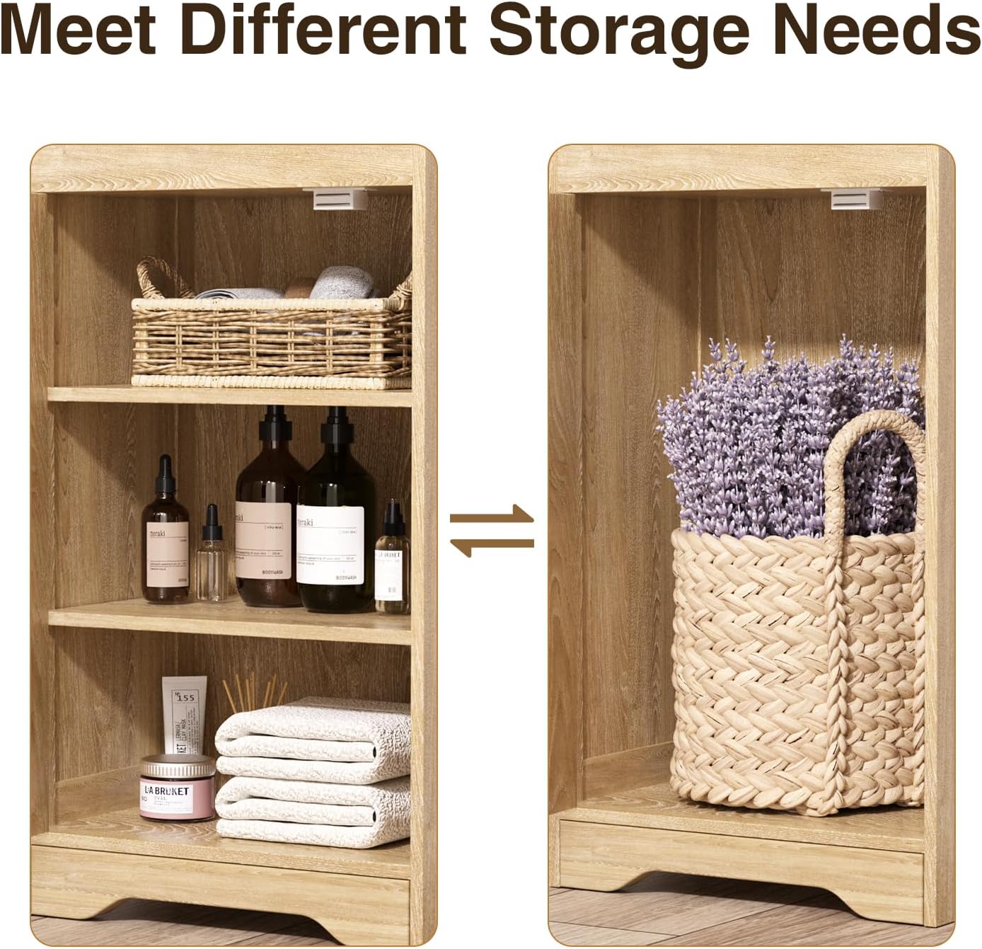 Linen Bathroom Storage Cabinet with Rattan Doors and Drawer K20674