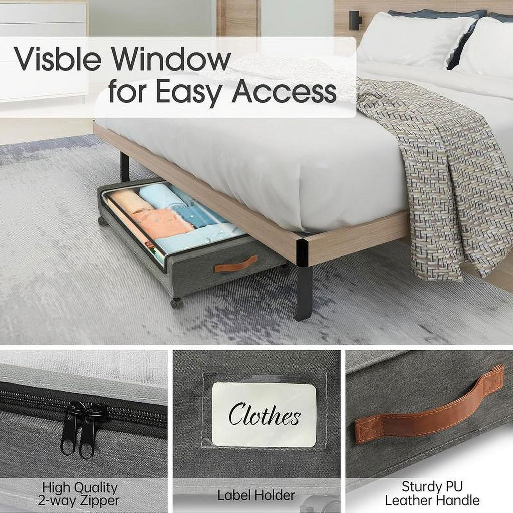 Underbed Storage Boxes with Clear PVC Window, 2-Pack D944