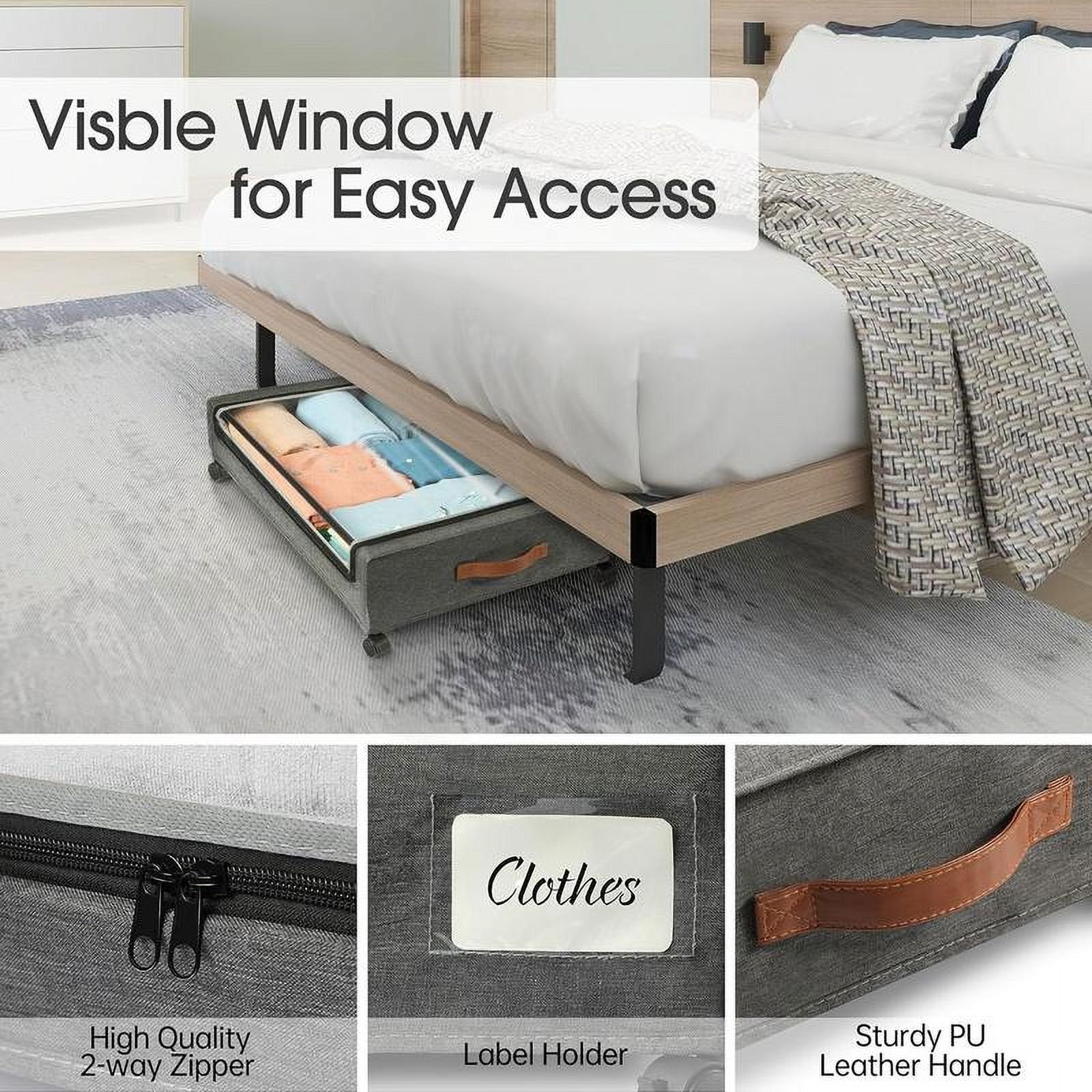 Underbed Storage Boxes with Clear PVC Window, 2-Pack D944