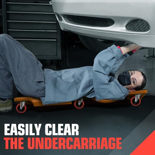 Low Profile Automotive Creeper with Padded Headrest, Red U80837