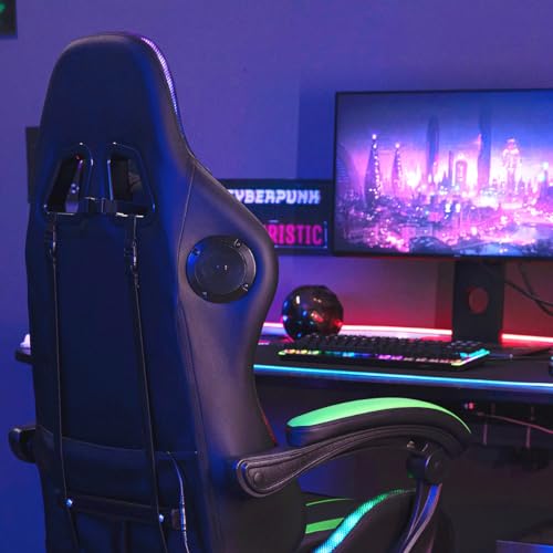 Ergonomic Gaming Chair with Massage, Bluetooth Speakers, LED Lights and Footrest I539040