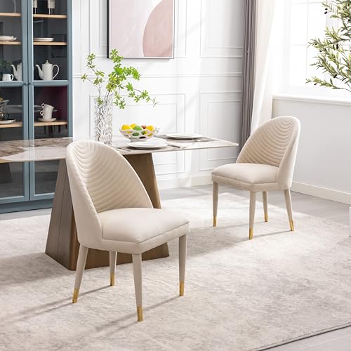 Velvet Dining Chairs Set of 2 with Wood Legs S8795