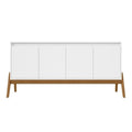 Manhattan Comfort Gales Mid-Century Modern Sideboard Buffet Cabinet with Storage for Dining Room, 3 Soft Close Doors with 2 Narrow and Large Fixed Shelves, 63.32 Inch, Black