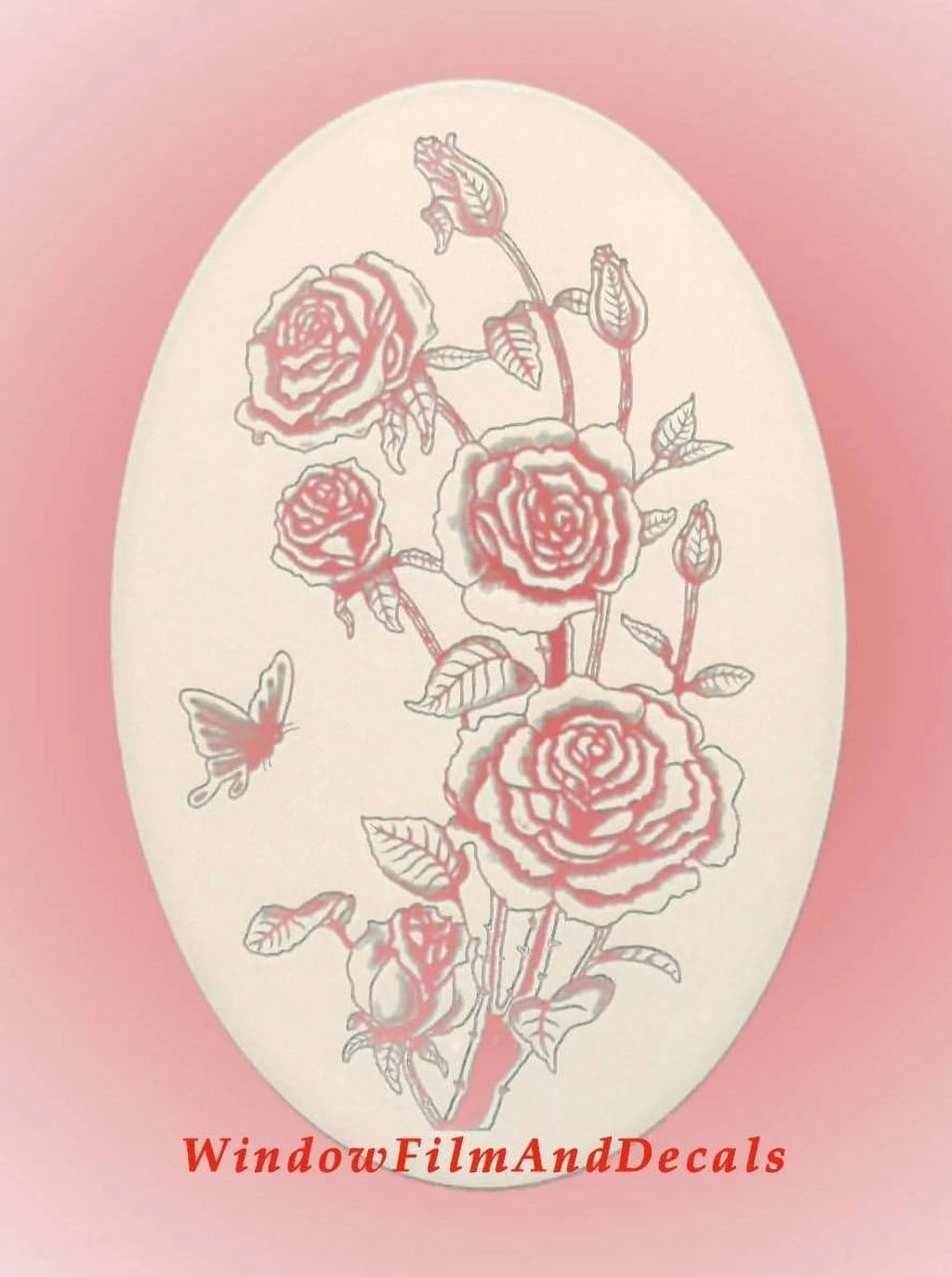 Roses Etched Window Decal Vinyl Glass Cling G22833