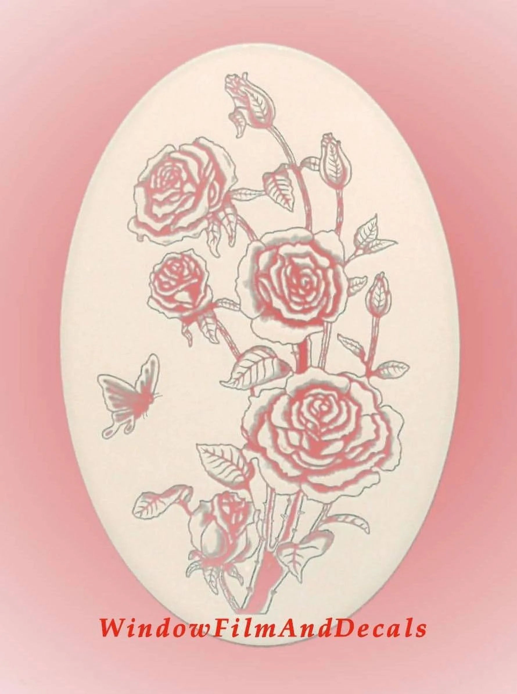 Roses Etched Window Decal Vinyl Glass Cling G22833