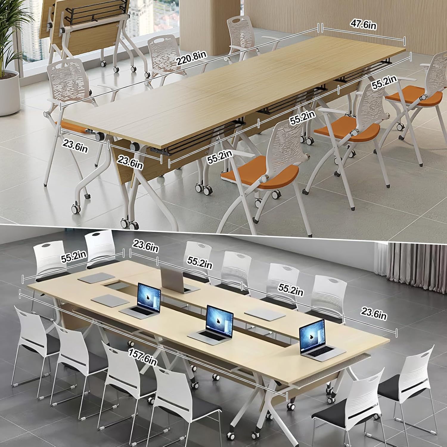 Folding Conference Table with Caster Wheels, 6-Pack G459