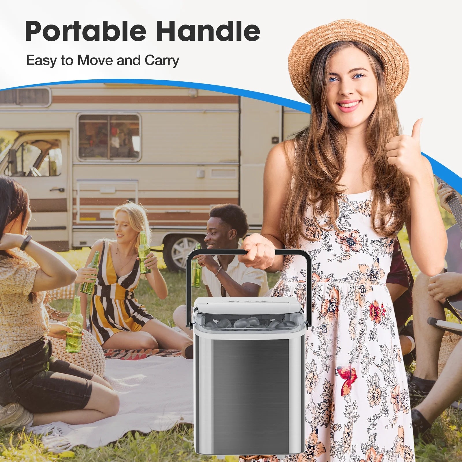 Portable 1.5L Electric Ice Maker 26.5lbs/24H Touch Control Self-Cleaning X859356