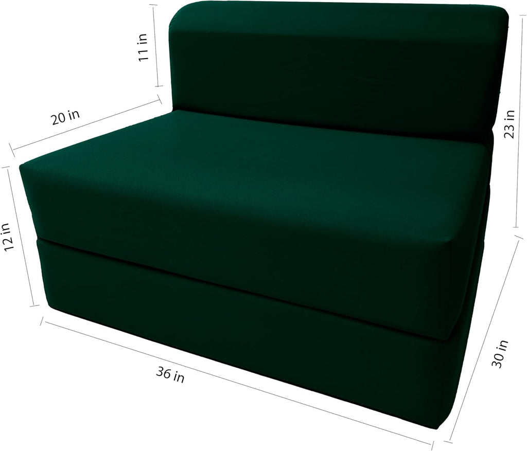Hunter Green Sleeper Chair Folding Foam Bed, 70 x 36 x 6 in I71967