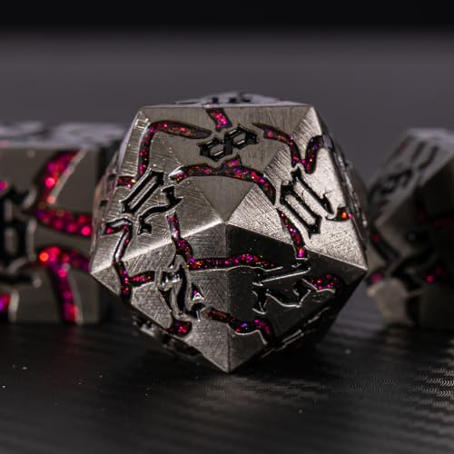 Metal DND Dice Set 7PCS Polyhedral Glitter Crack Dice for Dungeons and Dragons Role Playing Game F628808