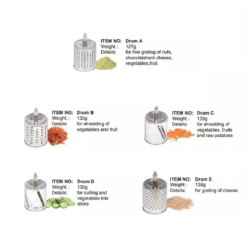 Stainless Steel Rotary Grater with 5 Drums M8846