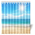 MYPOP Nautical Coastal Seascape Ocean Decor Shower Curtain, Colorful Summer Beach Sand in Hawaiian Sunset Seashore Clear Sky Bathroom Set with Hooks, 66 X 72 Inches