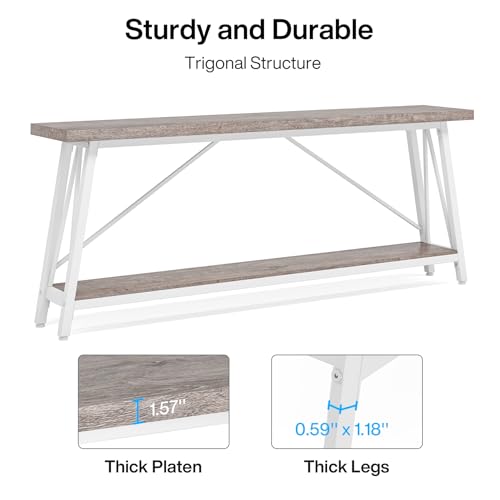 Industrial Entryway Console Sofa Table, White J70417