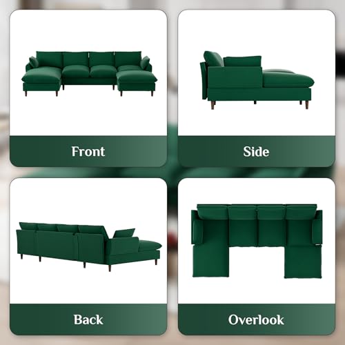 U Shaped Sectional Sofa with Ottoman, Cream White A712319
